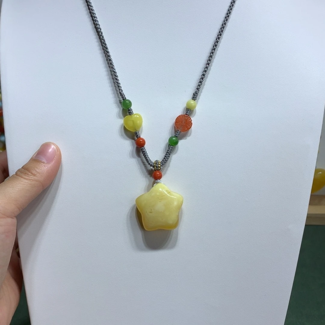 未镶嵌项链蜜蜡星星