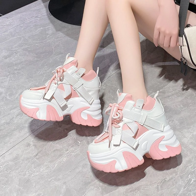 新德赛欧货皮面小个子厚底增高10cm老爹鞋女2025秋新款显瘦休闲运