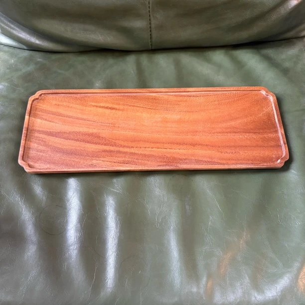 南美胡桃木花边长方干泡茶盘-39*14*2cm