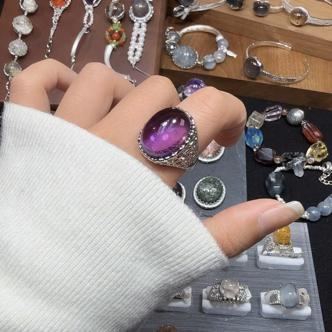 戒指水晶银S925镶嵌