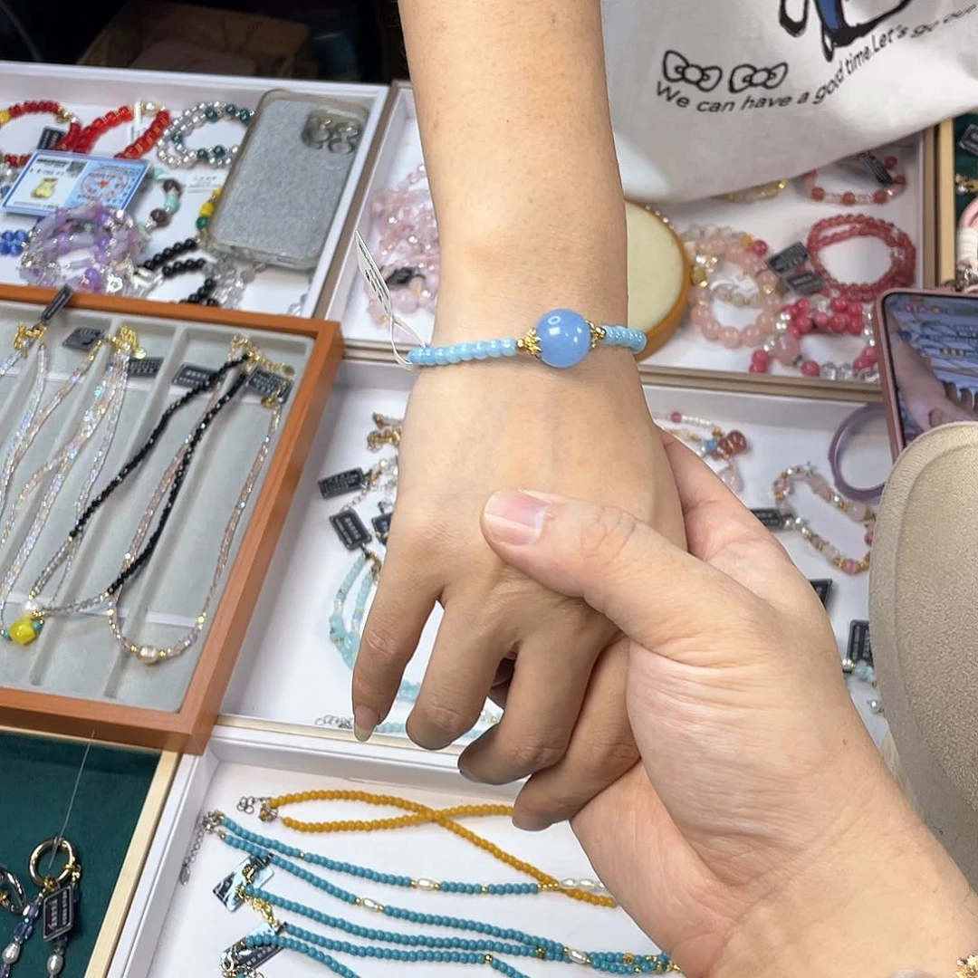 水晶手链银S925镀金镶嵌