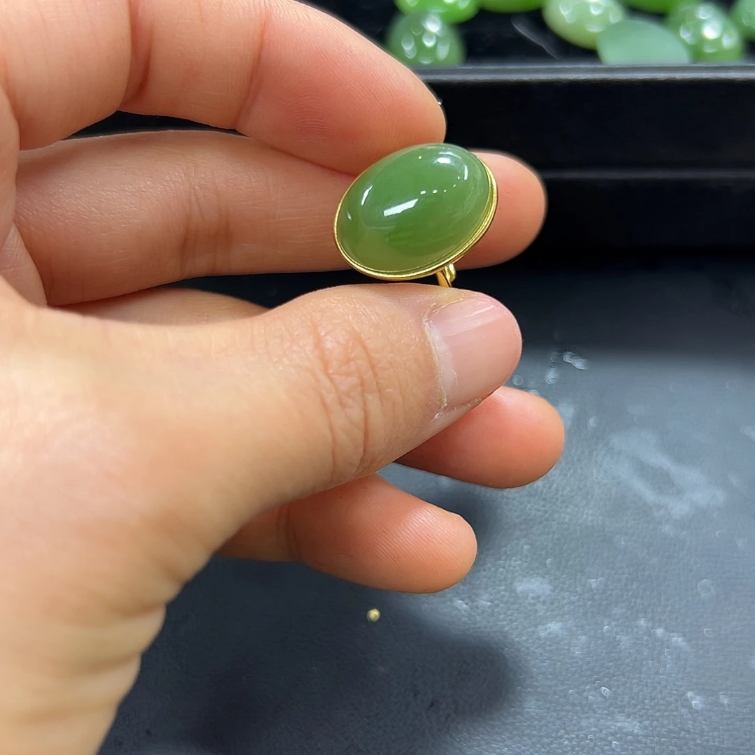 和田玉戒指银S925镶嵌豪****9