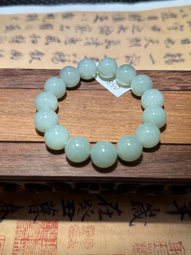 058新疆和田玉且末蓝14mm手串