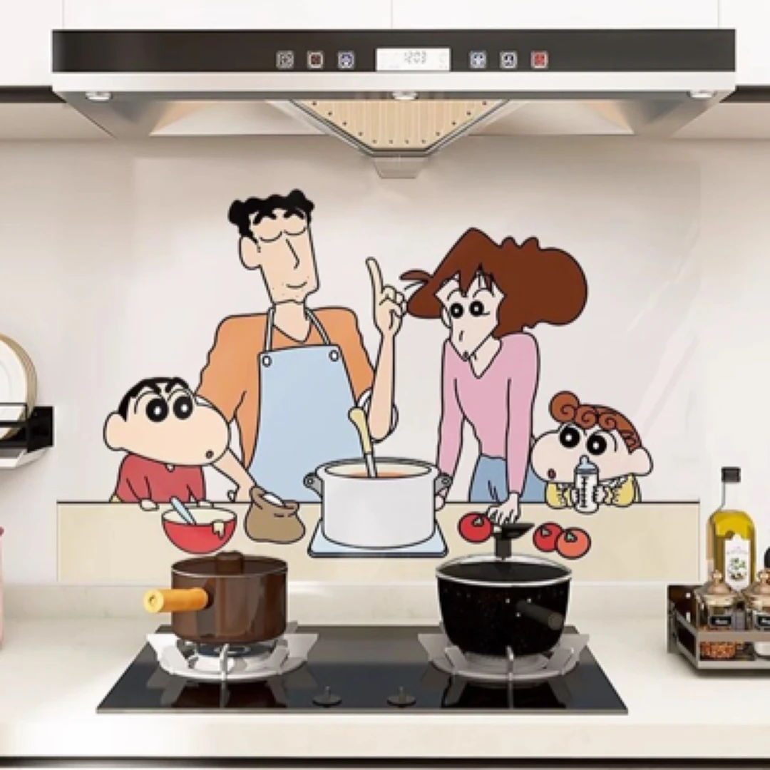 蜡笔小新新款贴墙纸防水防油耐高温家用灶台墙贴纸喜庆龙年新装饰