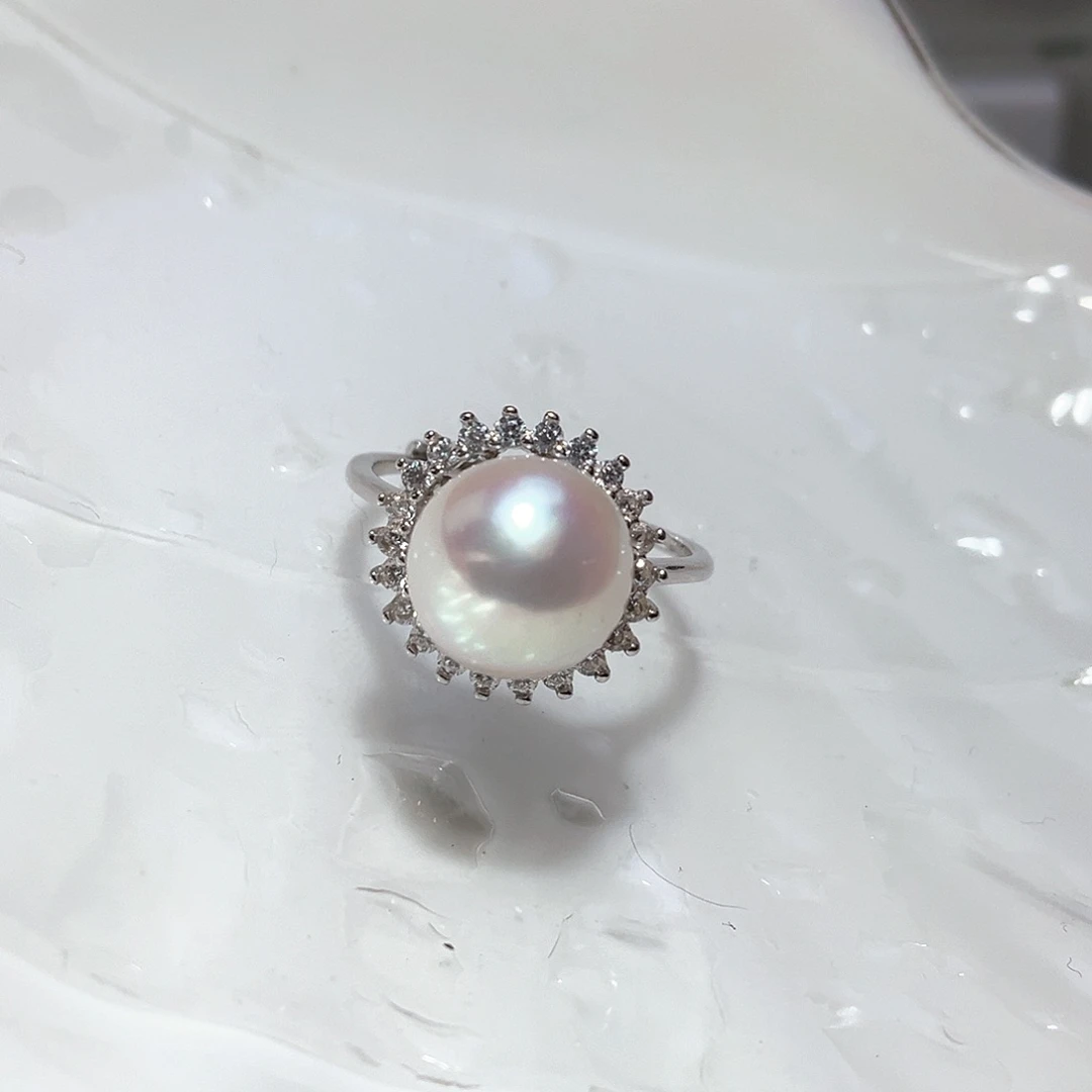 淡水珍珠戒指银S925镶嵌