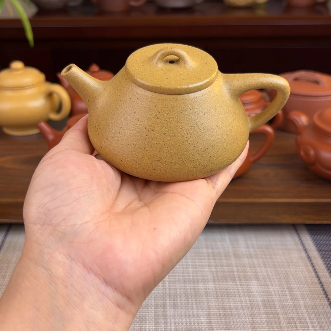 紫砂茶壶黄金段子冶石瓢全手微瑕160cc