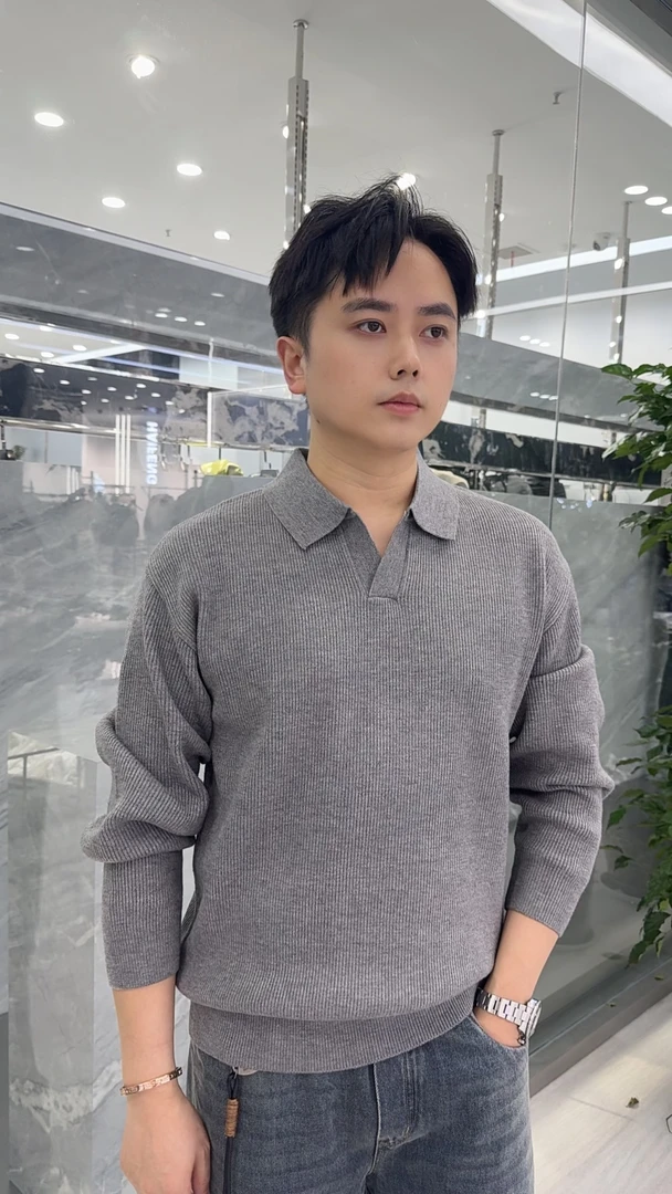 2025秋冬新款轻奢简约毛衫男士复古修身翻领韩版海鸥领针织毛衣