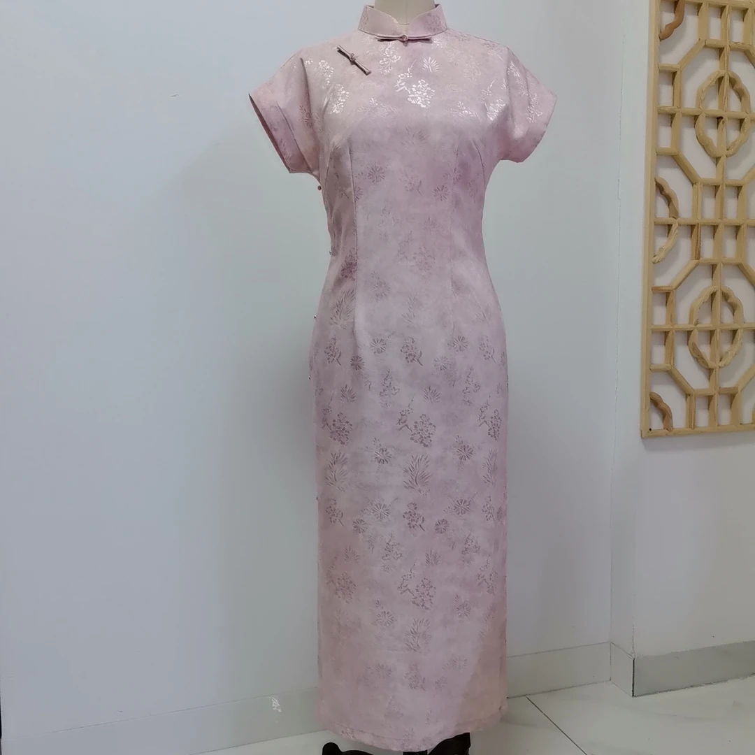 合肥旧时佳人侧开襟粉紫敬酒服 日常 上班 婚宴复古旗袍