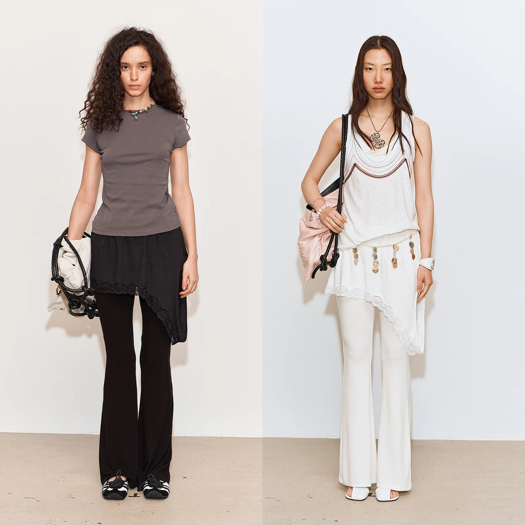 Gemini买手店MEDIUM WELL蕾丝花边裙帘微喇瑜伽裤女2025夏季新款