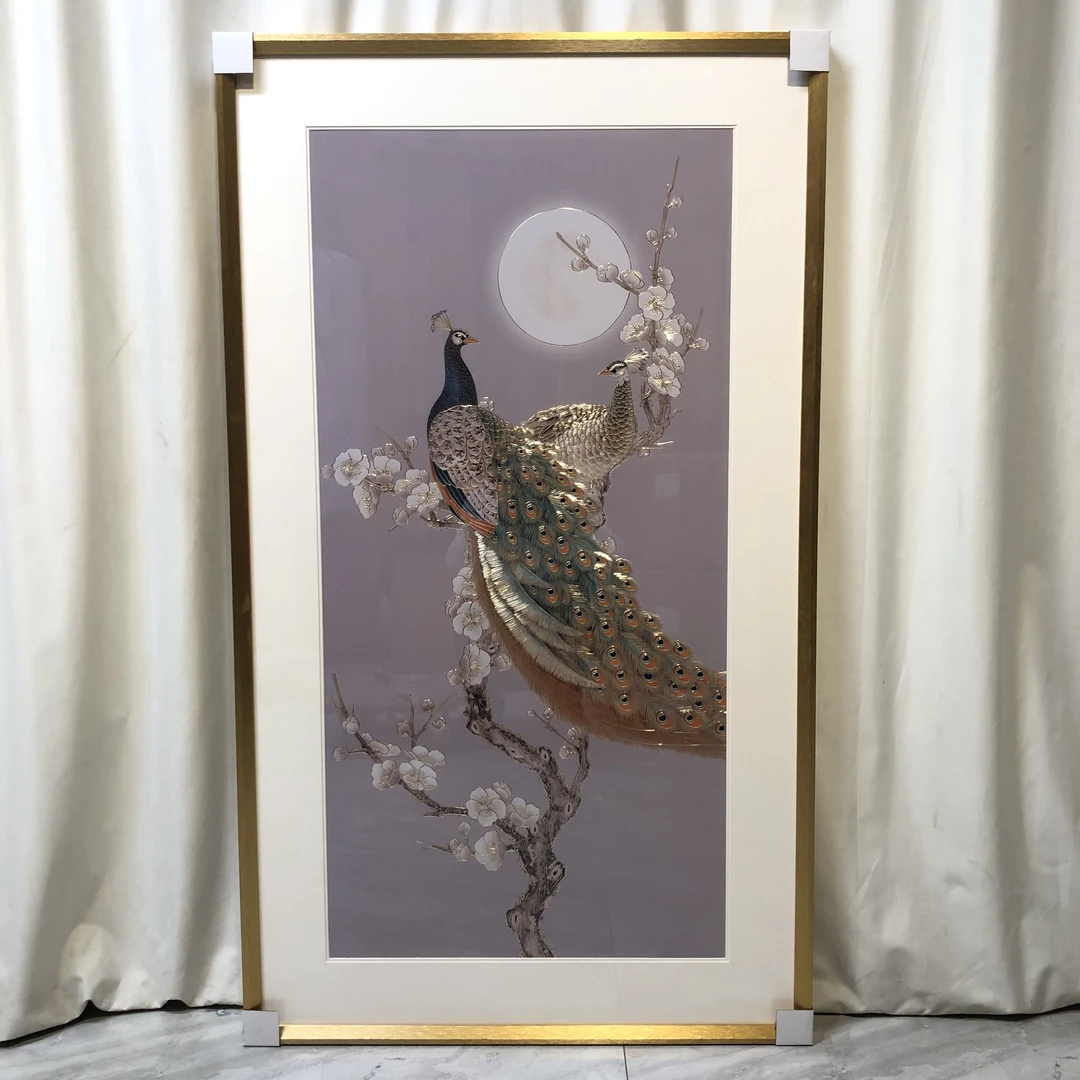 BORCH/博瑞奇金边孔雀铜雕挂画空间装饰摆件（09092）