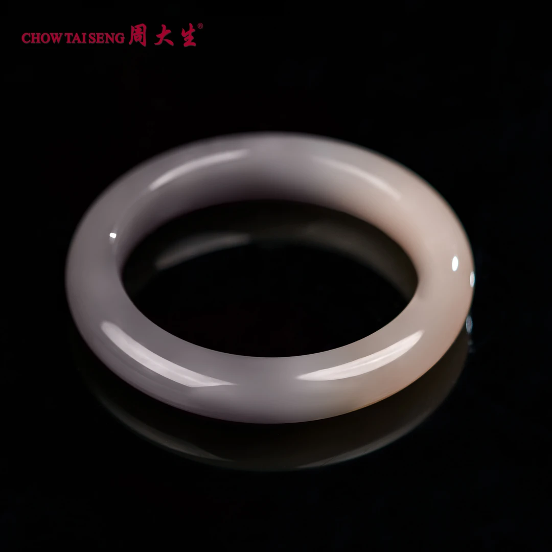 周大生 【两生】天然和田玉手镯藕粉烟紫半山半水多样性发货Z0SZ010