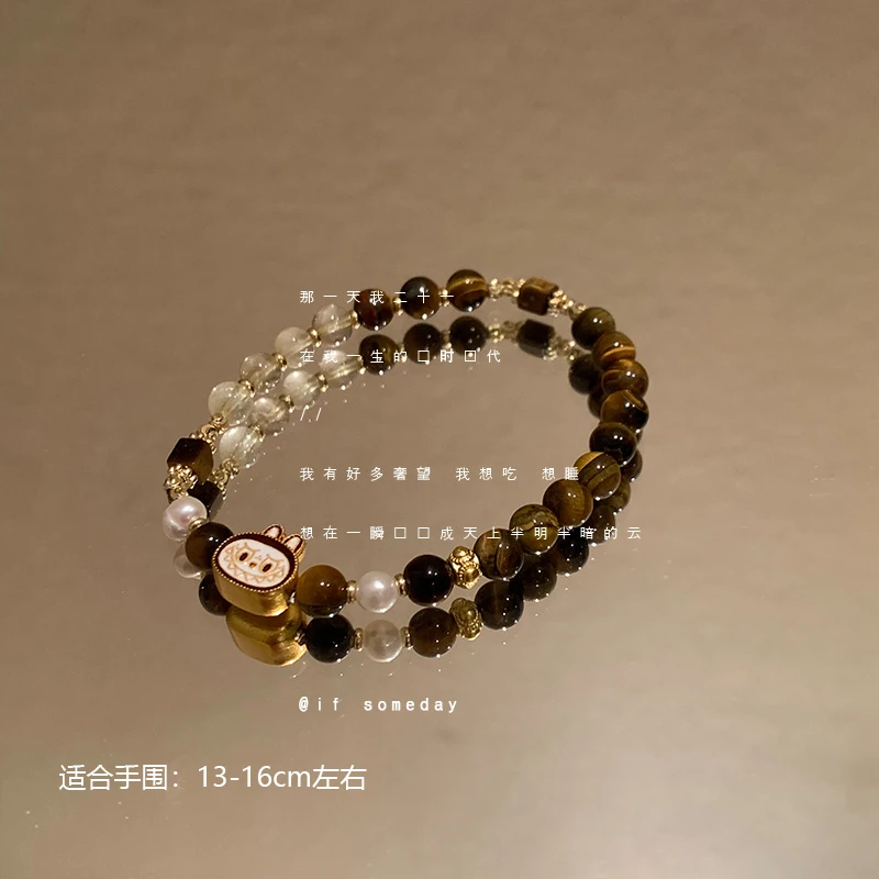 合金莫桑石手链 【落晓风】小众百搭弹力绳设计感简约手串时尚手饰