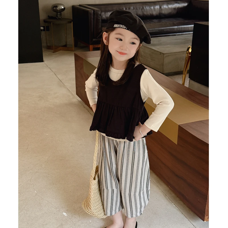 【听萱】WWLL定制宝宝春夏装女童套装女宝宝棉麻灯笼裤九分裤