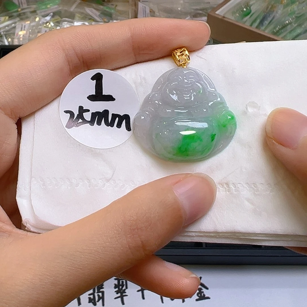 翡翠18K金镶嵌吊坠(不含链)翡翠