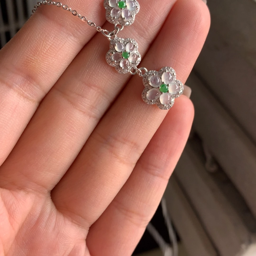翡翠银S925镶嵌吊坠(不含链)项链