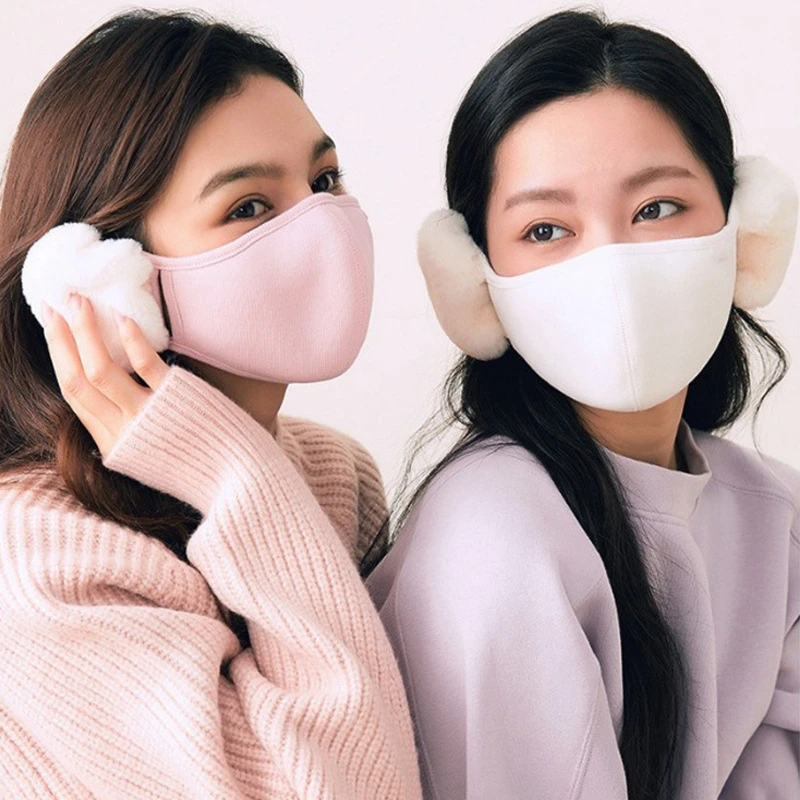 【新疆包邮】保暖口罩可爱毛绒护耳口罩骑行防风防寒二合一加绒面罩