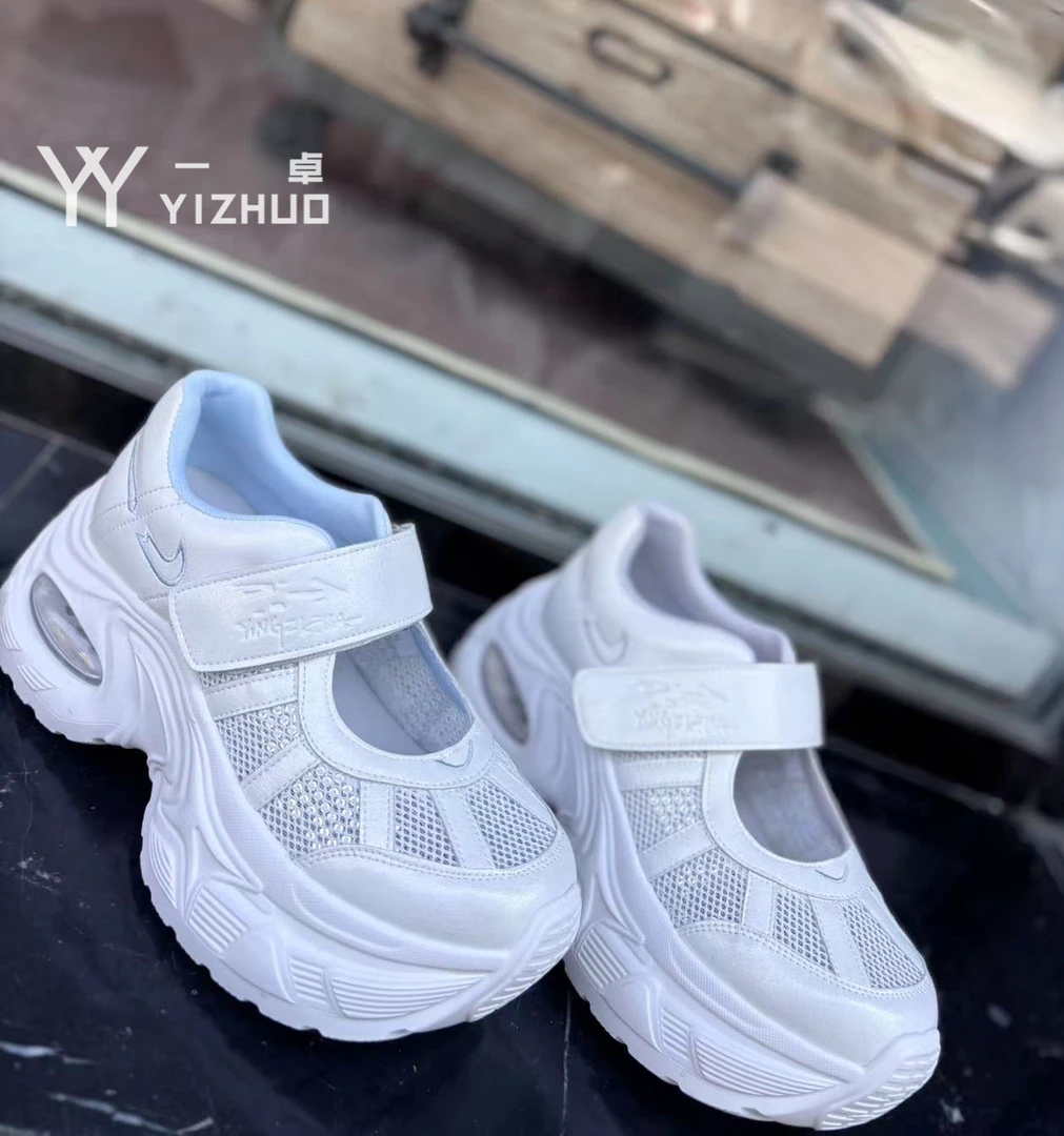 增高镂空网面老爹鞋女魔术贴气垫厚底玛丽珍运动鞋92031