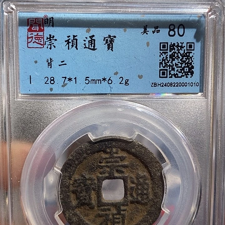 铜二妹崇桢通宝28➕背二