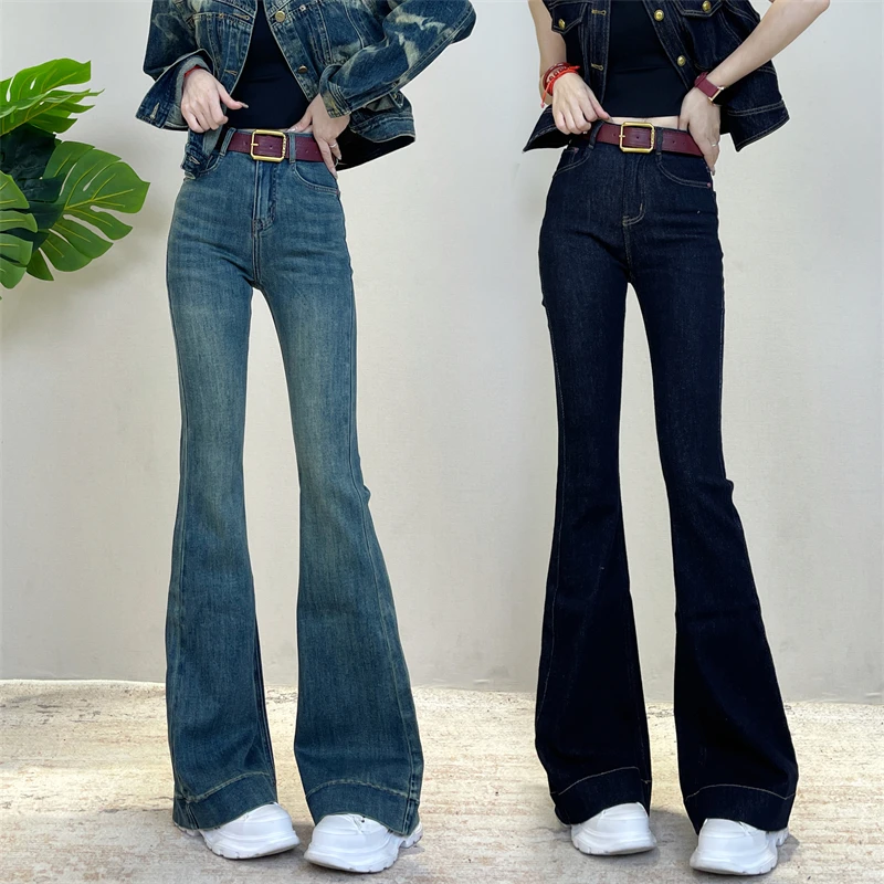 迪否高腰显瘦大喇叭牛仔裤女款爆款2025秋季新款修身裤子8987