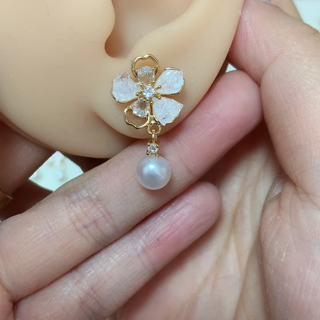 淡水珍珠耳饰合金