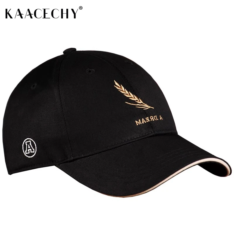 KAACECHY男士帽子高端夏季户外防晒棒球帽麦穗刺绣大头围鸭舌帽
