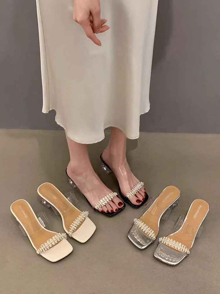 [好物分享].中跟夏季水钻高跟一字拖凉鞋法式外穿8902