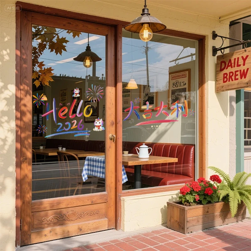 透明静电福字窗花贴中国风玻璃贴玻璃门防撞墙贴餐厅橱窗玻璃贴纸