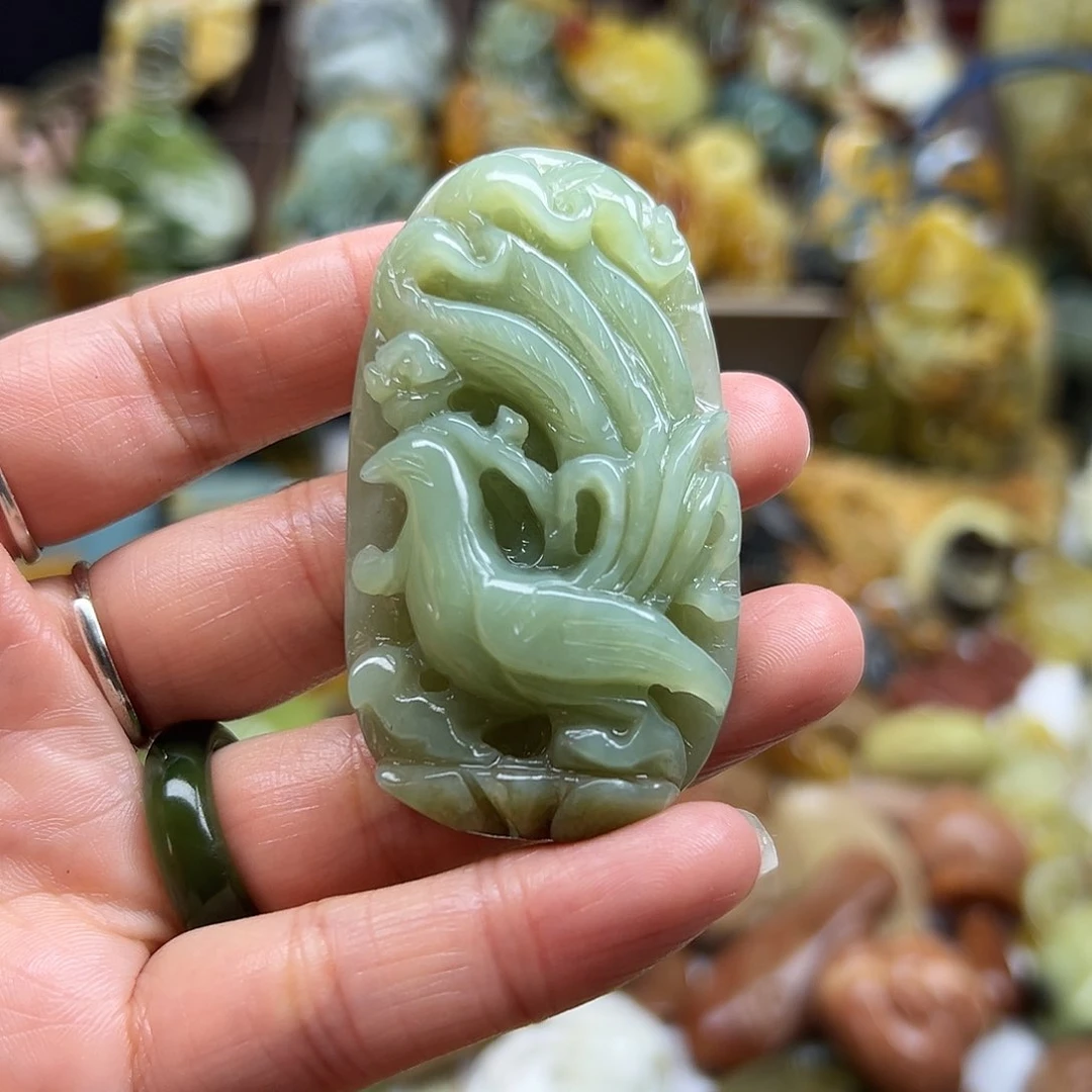 岫岩老玉（透闪石质玉）未镶嵌颈饰?***?老玉龙凤