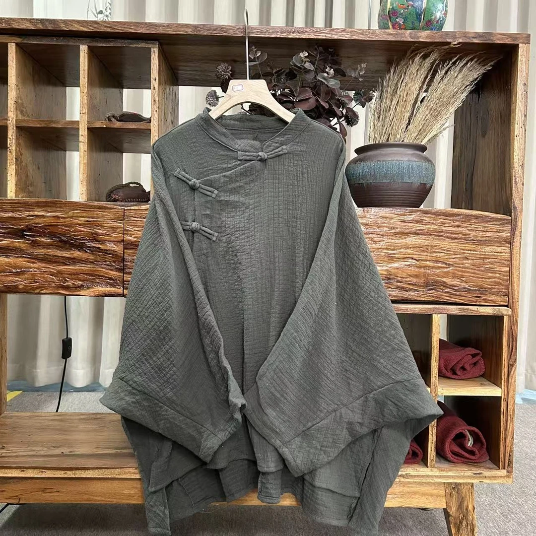 花璟与麻原创设计款斜襟盘扣立领上衣小衫（衣长70-76胸围不限）