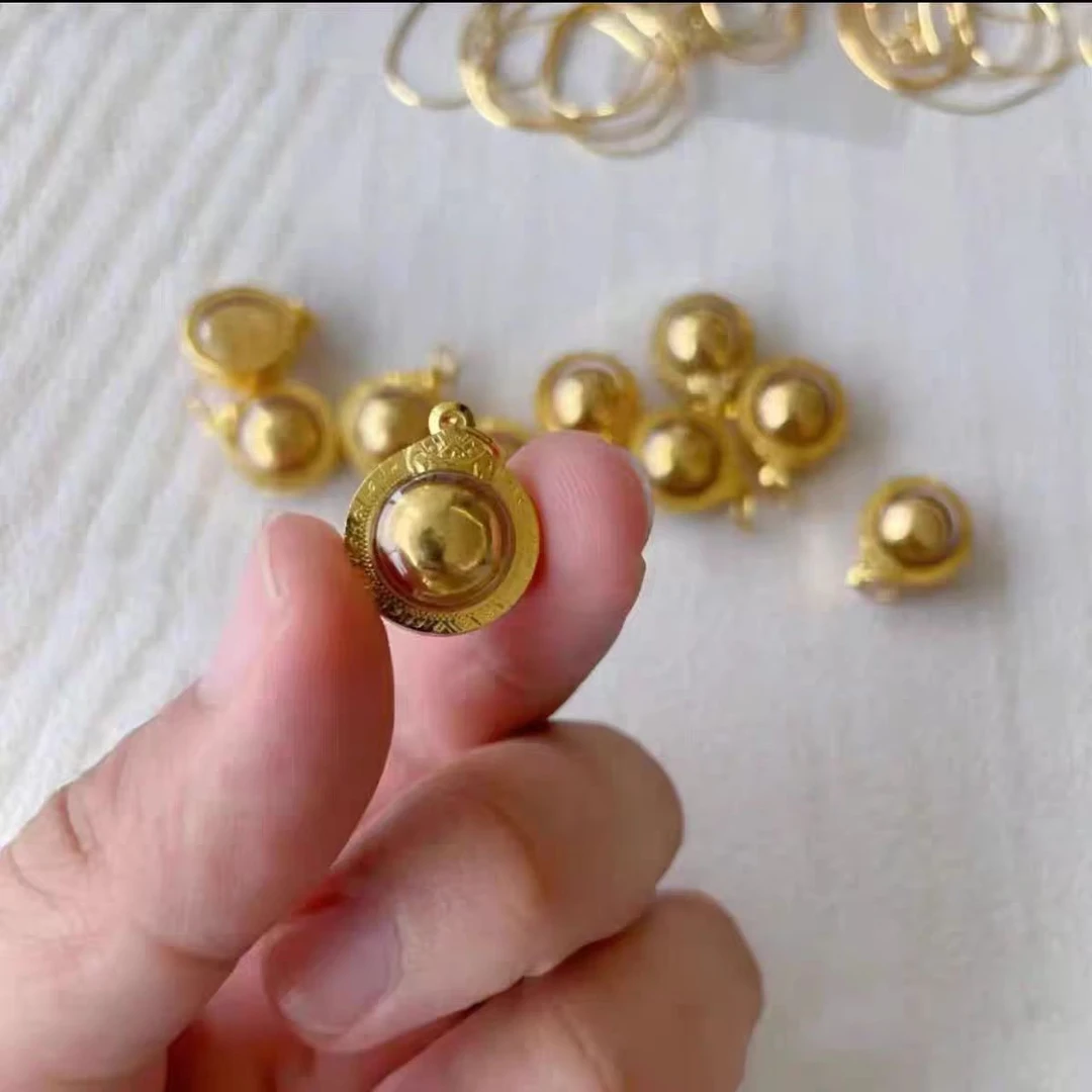 铜合金吊坠  泰式佛牌龙佛婆史奥吸米星吊坠项坠金色百搭款素款