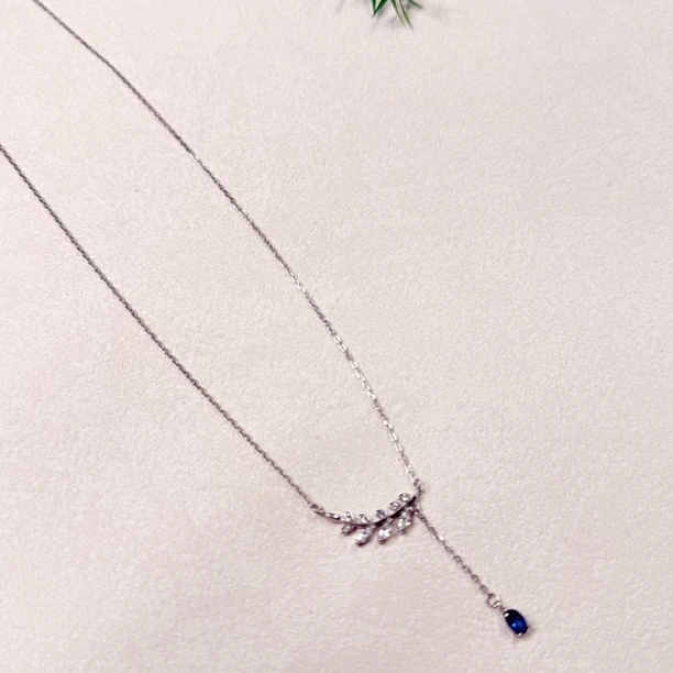 【六六中古】s925优雅蓝宝石项链te6259链长4348**