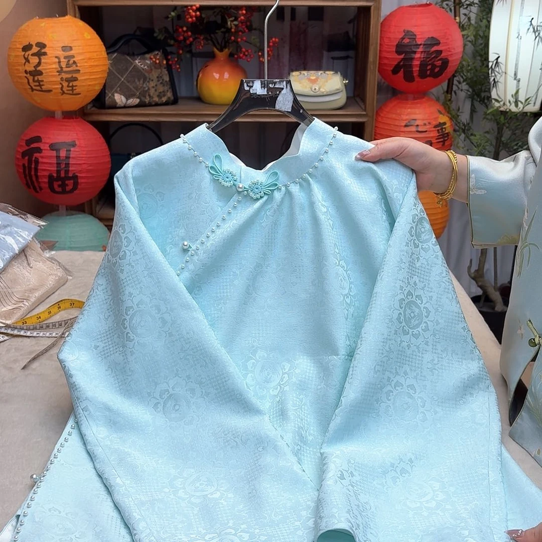 刺绣斜襟手工串珠上衣110胸围