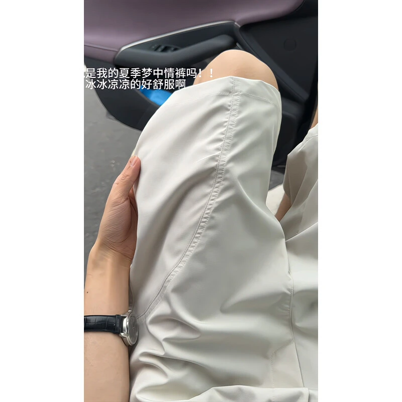 美式斜切休闲短裤男款夏季潮牌拼接宽松薄款速干冰丝潮牌短裤男