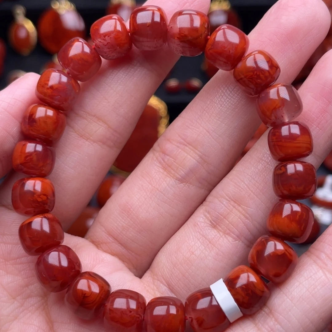南红玛瑙未镶嵌珠宝奇石单圈9.5mm