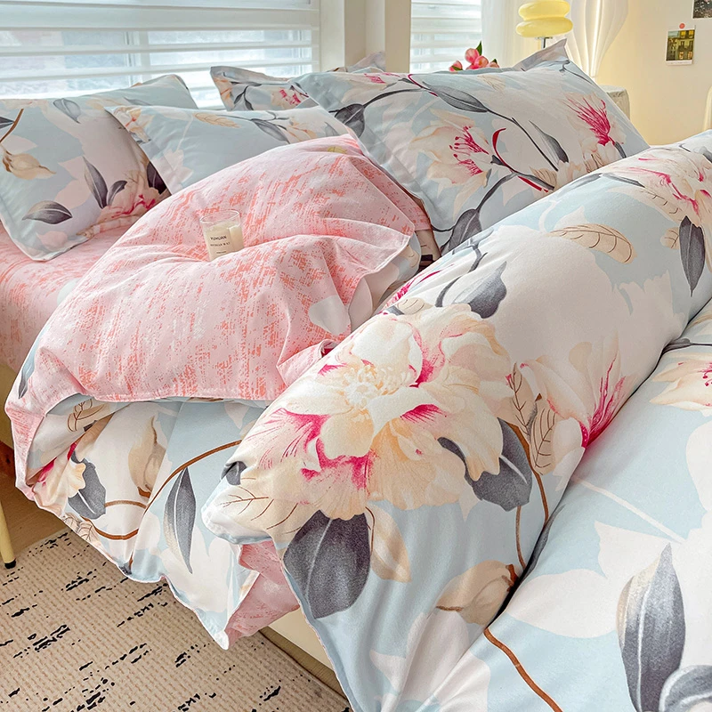 【花卉田园】磨毛斜纹被套被罩亲肤透气单人双人床上四件套床单款
