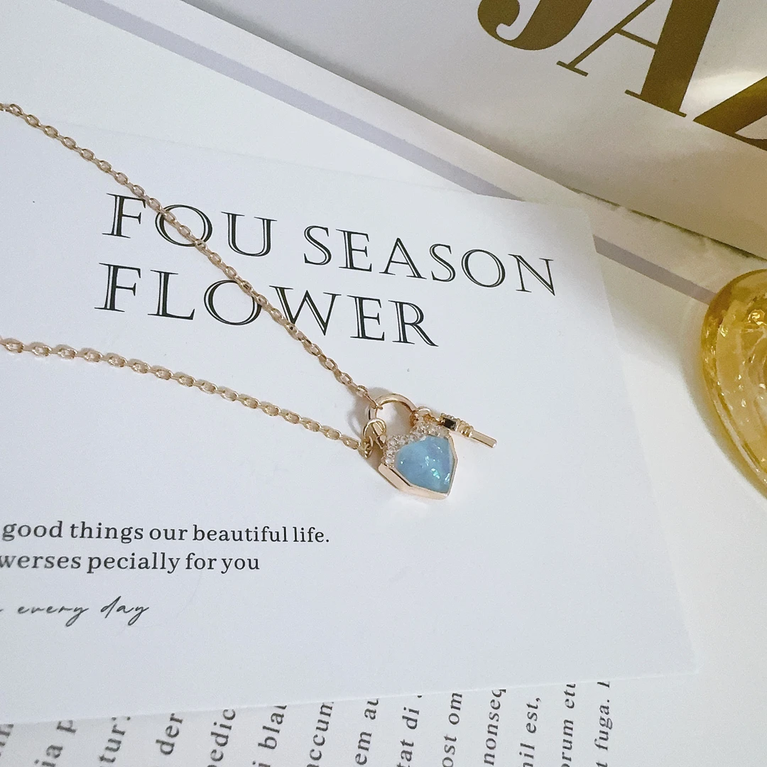 铜合金项链 4554 心锁爱心项链