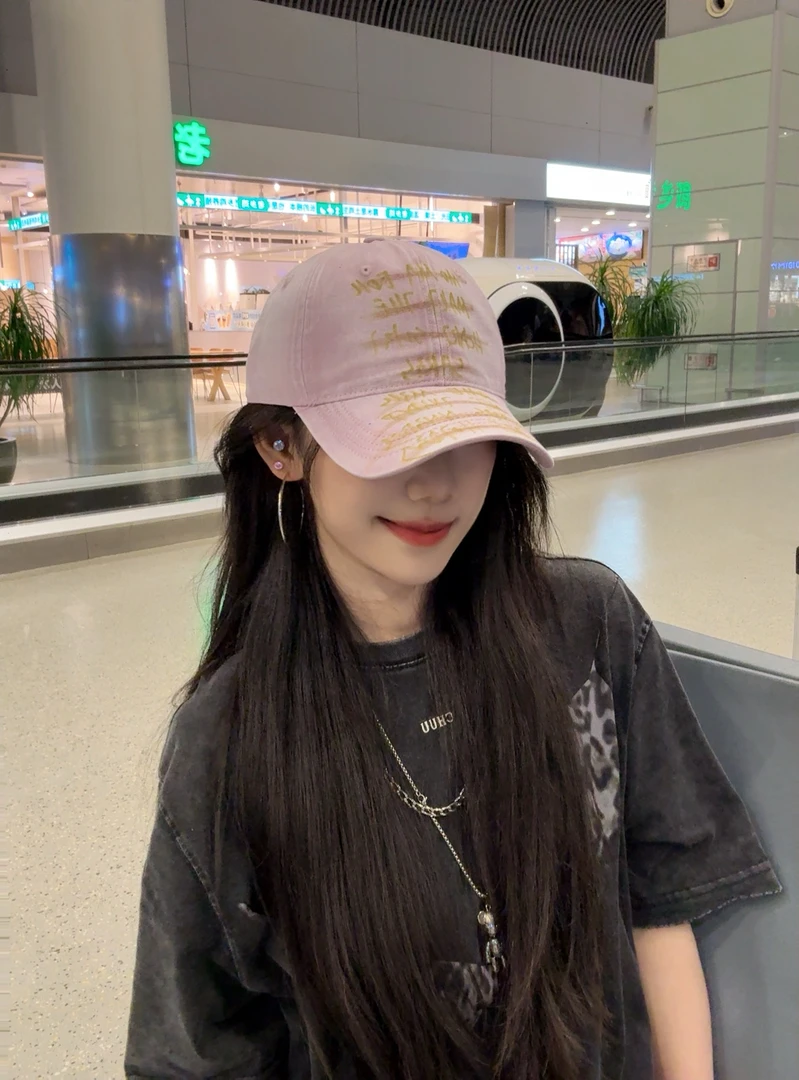 【薯条原创】字母涂鸦复古美式水洗做旧棒球帽鸭舌帽