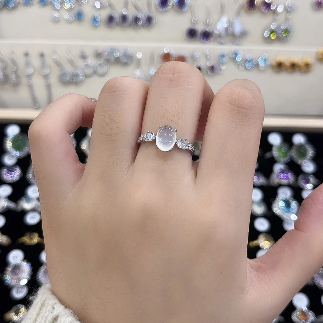 岫玉银S925镶嵌戒指