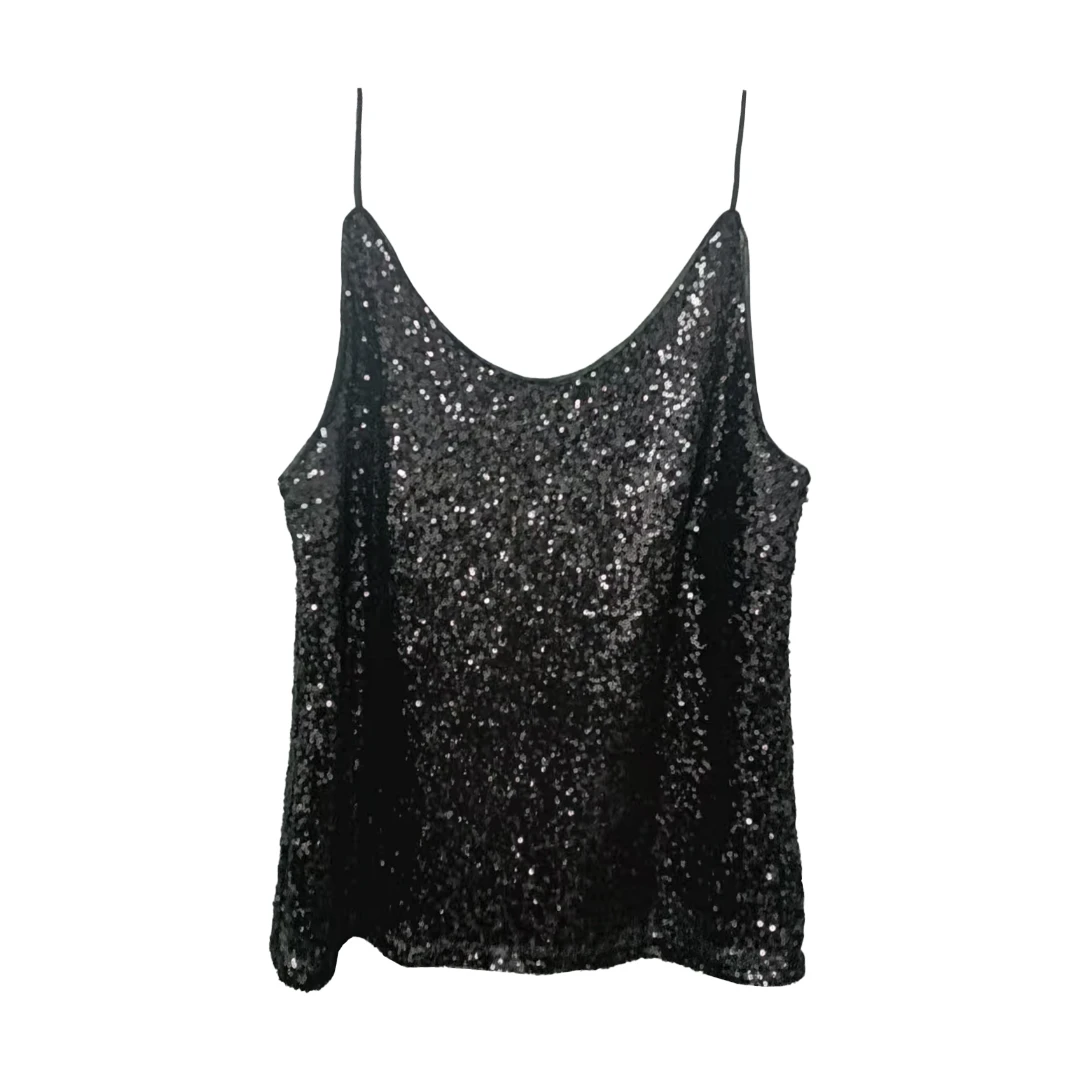 亮片醋酸里极简吊带S13