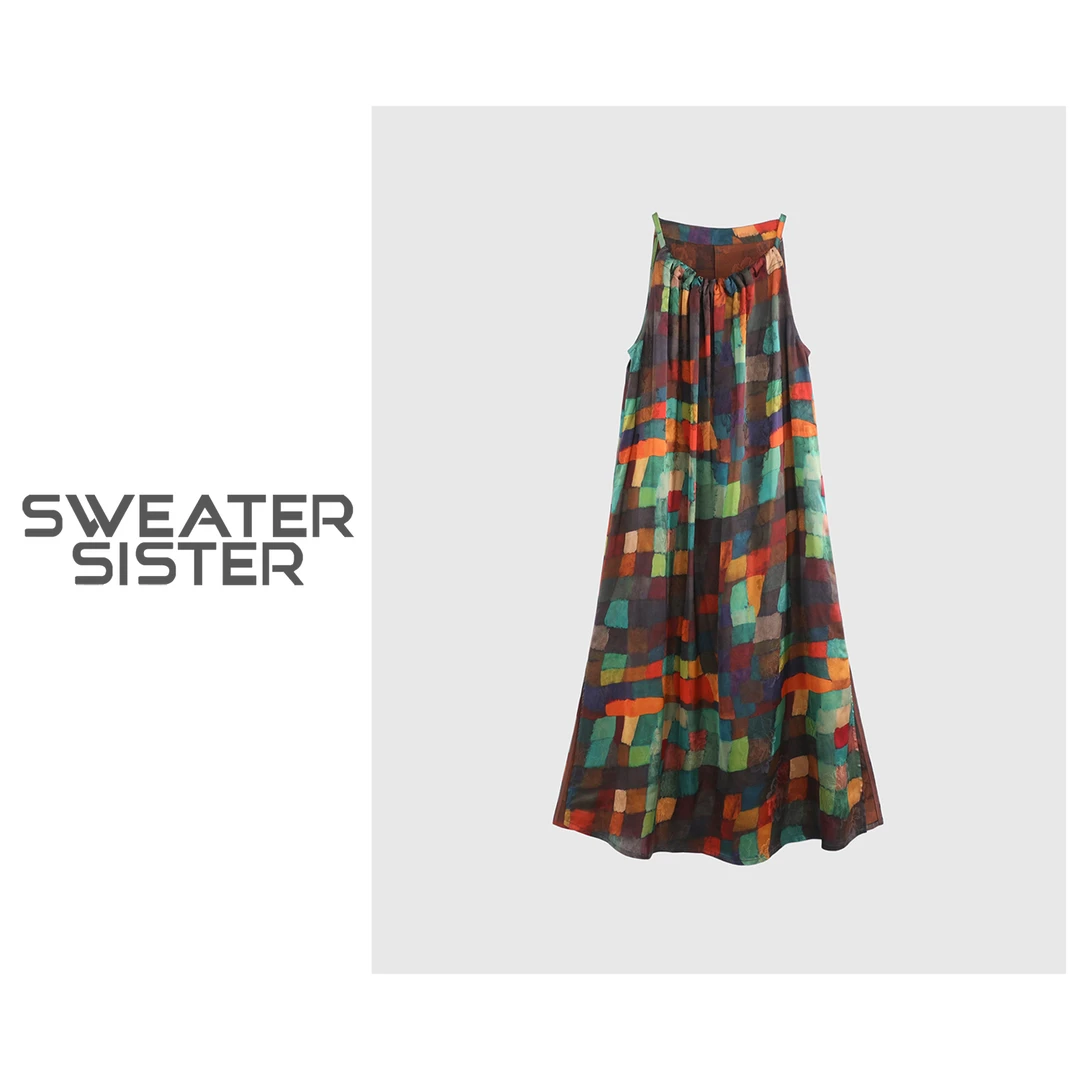 吊带无袖背心裙波西米亚沙滩中长款连衣裙女5294-2020