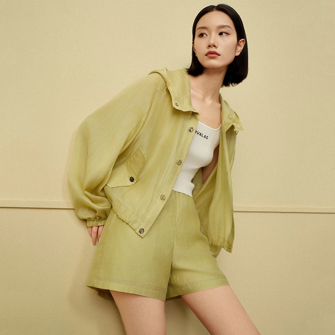 【小余专属】舒适莱赛尔天丝套装连帽外套+短裤两件套M537205436