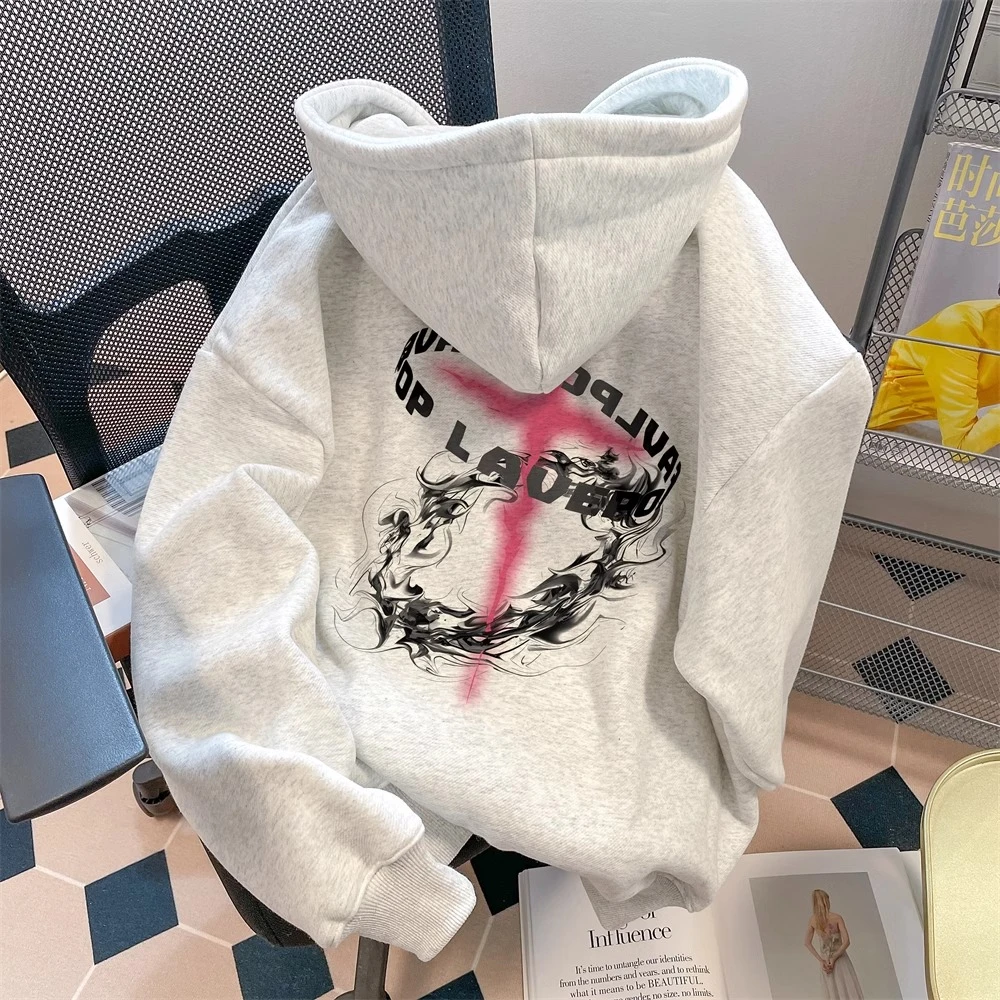 潮牌高级设计感连帽卫衣男oversize秋冬季美式新款百搭上衣外套男