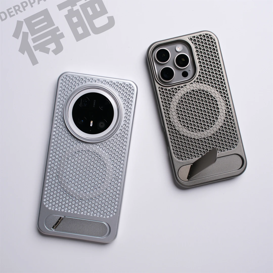 得葩个性飞翼支架网孔散热华为mate70磁吸手机壳pura70镂空苹果16