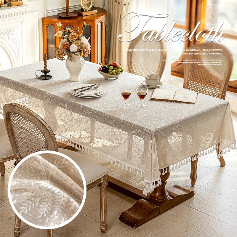 小清新流苏桌布茶几布ins风 书桌装饰布氛围感圆桌餐桌台布仿棉麻