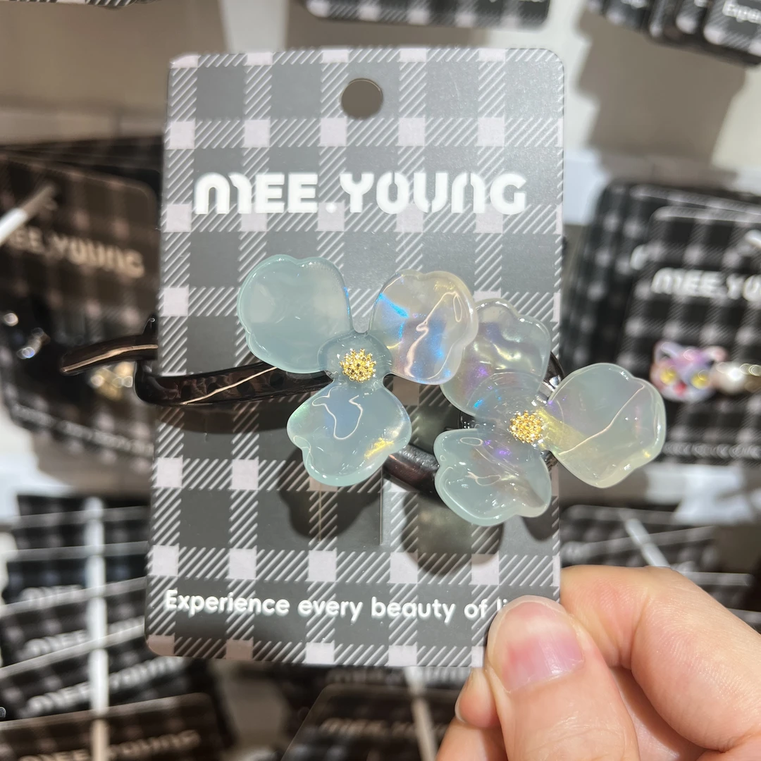 醋酸绿色大花朵扭扭夹