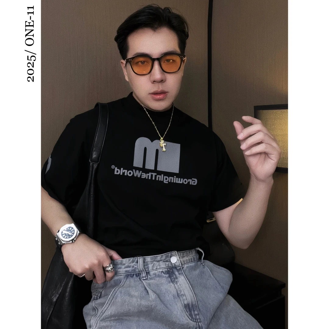 ins宽松版型潮牌印花夏季刺绣男士短袖半袖潮流百搭休闲体恤T恤