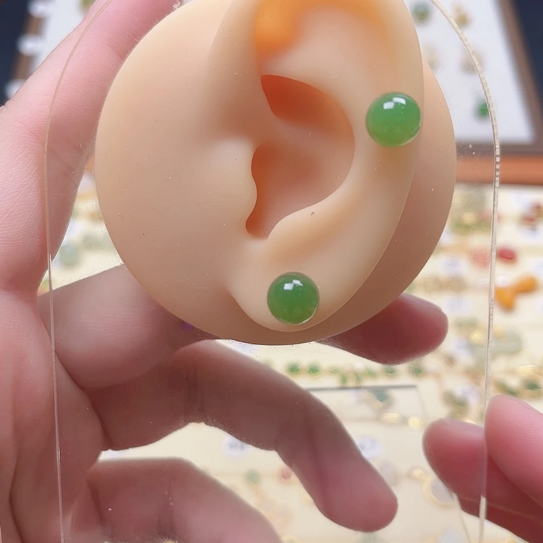 银S925镶嵌和田玉耳饰