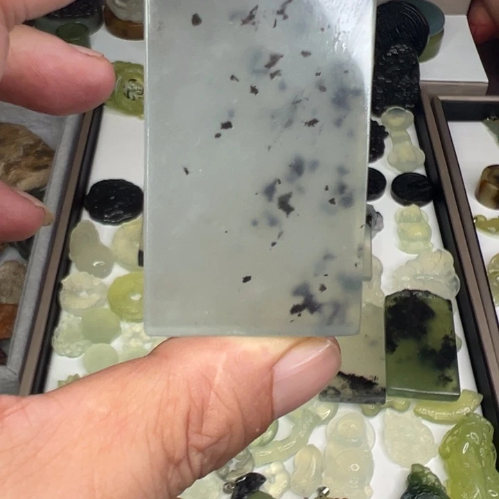 阿***⑦岫玉未镶嵌颈饰顶级白冰水墨假一赔十