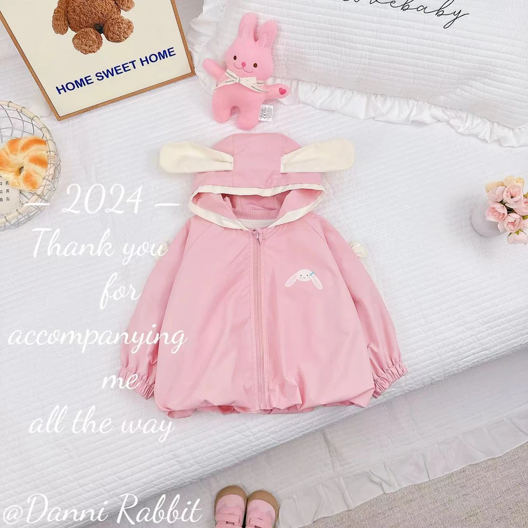 【Dannirabbit】新款蝴蝶结洋气女童连帽风衣 D-AB907