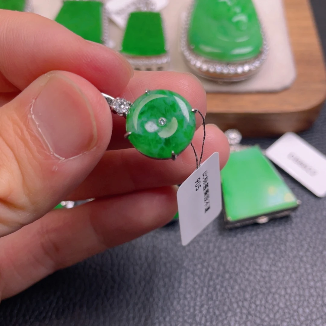 翡翠银S925镶嵌吊坠(不含链)